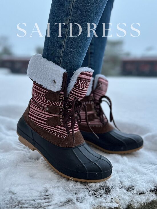 Naiste soojad porisaapad, punane muster