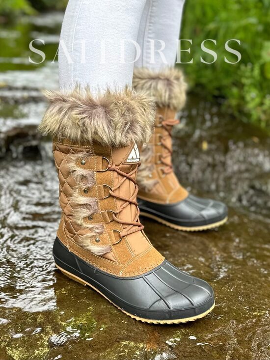 Naiste talvised porisaapad, tepitud sääreosaga, pruun