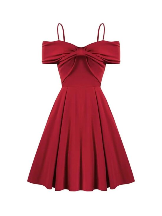Õlapaeltega Rockabilly stiilis off-shoulder kleit