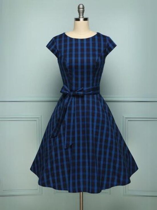 Ruuduline 1950ndate Rockabilly stiilis kleit