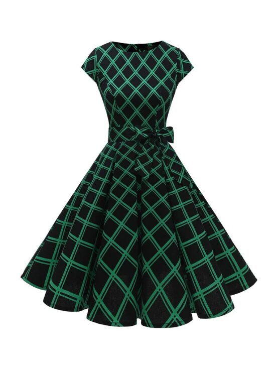 Ruuduline 1950ndate Rockabilly stiilis kleit